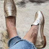 Johanna – Skinande ljusguld loafer