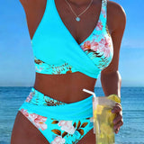 Gun – Blommig bikini med kontrastdetaljer