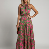 Rebecka – Draperad halter midi-klänning