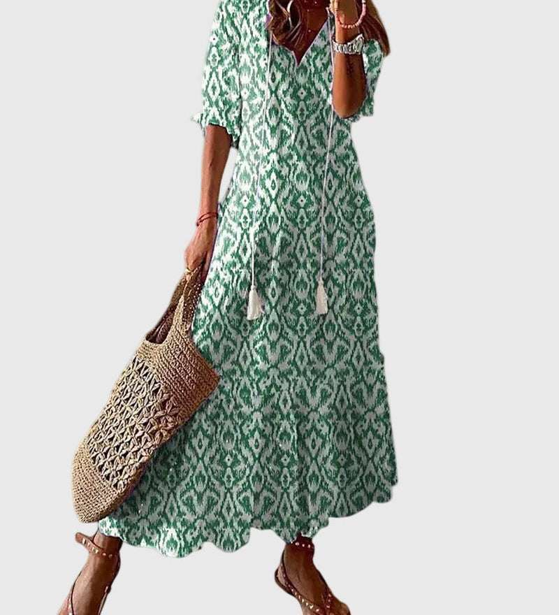 Amalia Boho Vintage Sommarmaxiklänning