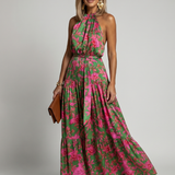 Rebecka – Draperad halter midi-klänning