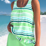Berit – Avslappnat randig tankini