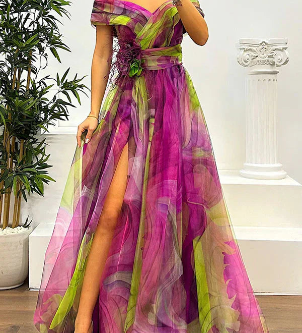 Beata – Elegant off-shoulder-maxiklänning