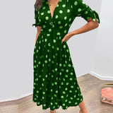 JESSY | STYLISH POLKA DOT V-NECK DRESS