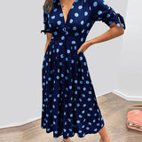 JESSY | STYLISH POLKA DOT V-NECK DRESS