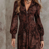 Eloise | Paisley Zip-Waist Maxi Klänning