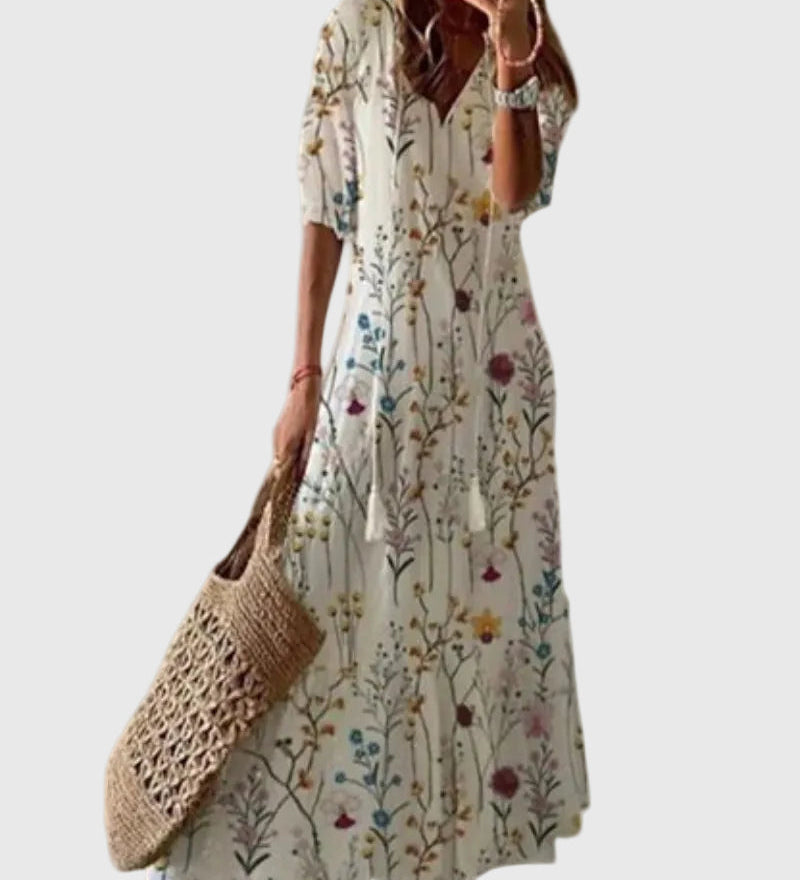 Amalia Boho Vintage Sommarmaxiklänning