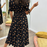 JESSY | STYLISH POLKA DOT V-NECK DRESS