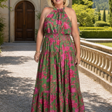 Rebecka – Draperad halter midi-klänning