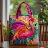 Gun – Handgjord quiltad toteväska med flamingo