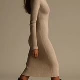 Virelle | Midi Klänning Randig Beige Chic
