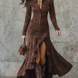 Lång klänning med volanger Valeria