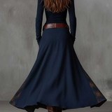 Helena Ivy | Vinternatt Navy Suede Maxi Klänning med Bälte