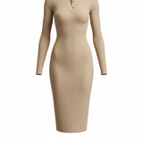 Virelle | Midi Klänning Randig Beige Chic
