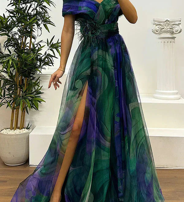 Beata – Elegant off-shoulder-maxiklänning