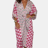 Babette | Boho V-ringad Geometrisk Mönstrad Klänning