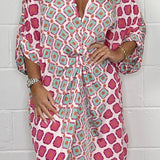 Babette | Boho V-ringad Geometrisk Mönstrad Klänning